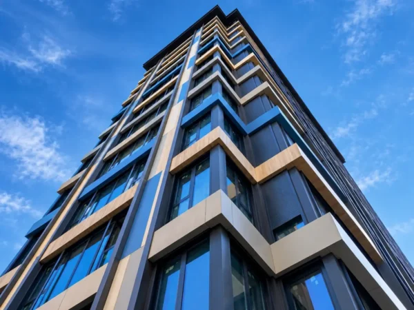 Resopal kompakt laminat cephe kaplama uygulaması. AA Yapı Caddebostan Ant Apartmanı,