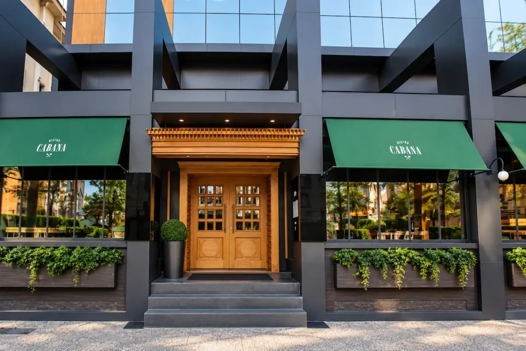 Giray Yapı Bistro Cabana resopal dış cephe kompakt laminat uygulaması