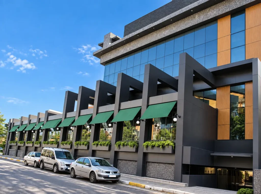 Trespa Meteon I Sertifikalar 2 Pruva Yapı Pruva Yapı Giray Yapı Bistro Cabana resopal dış cephe kompakt laminat uygulaması