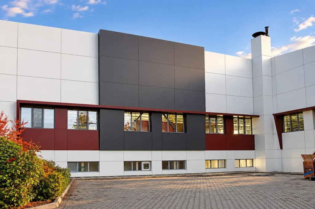 Gürmen Group Ramsey Kip fabrika tesisleri dış cephe kompakt laminat kaplama uygulaması.Safranbolu-Karabük