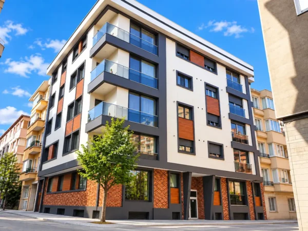 Saray İnşaat Kadiköy Moda Caferağa apartmanı dış cephe uygulaması