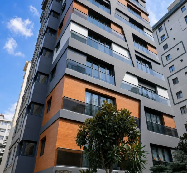 Emi Grup Suadiye Kopuz apartmanı resopal kompakt laminat cephe kaplaması