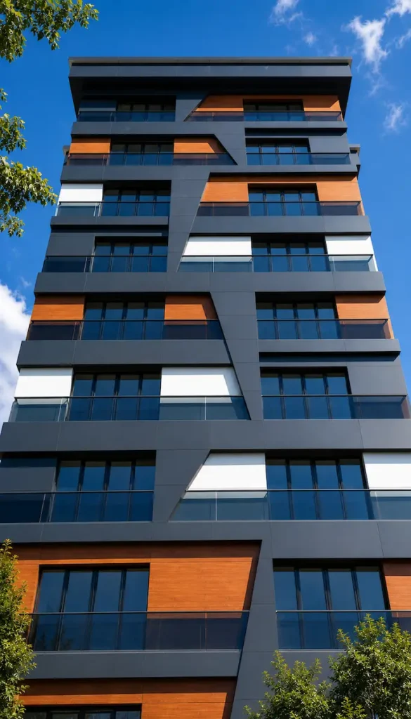 Emi Grup Suadiye Kopuz apartmanı resopal kompakt laminat cephe kaplaması